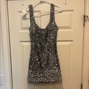 Princess Polly Silver Sequin Mini Dress